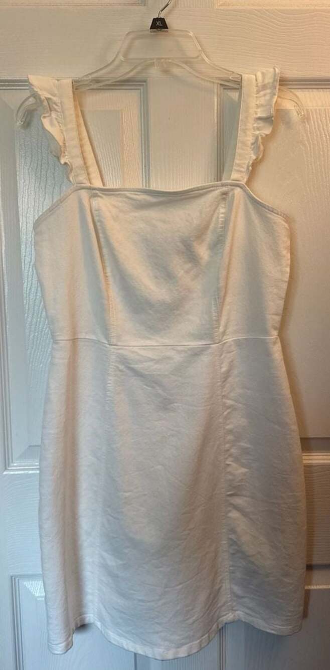 Rosie Harlow White Ruffle Strap Square Neck Mini Dress Size M